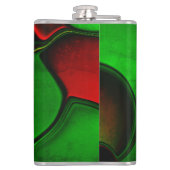 Vervormde en vreemde vormen, rode en groene kleure heupfles (Achterkant)