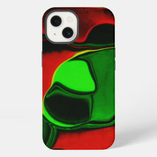 Vervormde en vreemde vormen, rode en groene kleure iPhone 13 hoesje