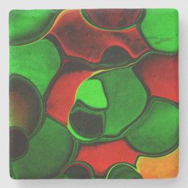 Vervormde en vreemde vormen, rode en groene kleure stenen onderzetter