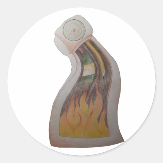 Vervormde klok in brand ronde sticker (Voorkant)