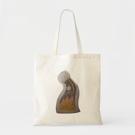Vervormde klok in brand tote bag (Voorkant)