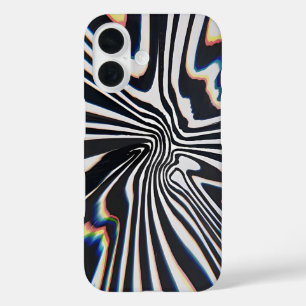 Vervormde Lijnkunst Prismatische Glitch iPhone 16 Hoesje