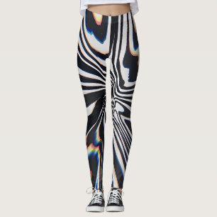 Vervormde Lijnkunst Prismatische Glitch Leggings
