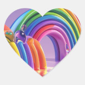Vervormde regenbogen hart sticker (Voorkant)