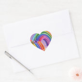 Vervormde regenbogen hart sticker (Envelop)
