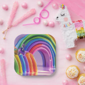 Vervormde regenbogen papieren bordje (Feest)