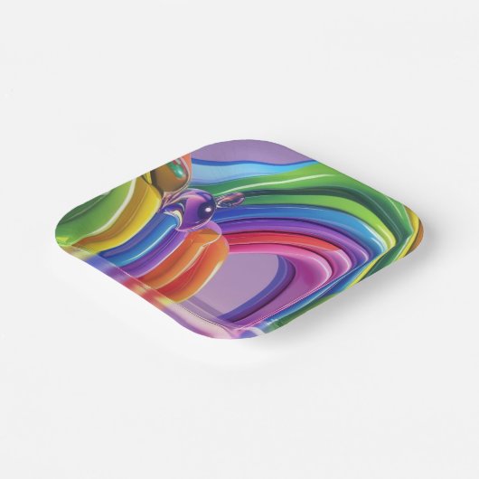Vervormde regenbogen papieren bordje (Gebogen)