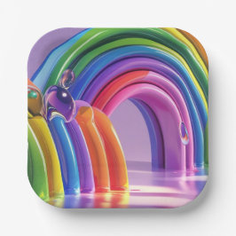 Vervormde regenbogen papieren bordje