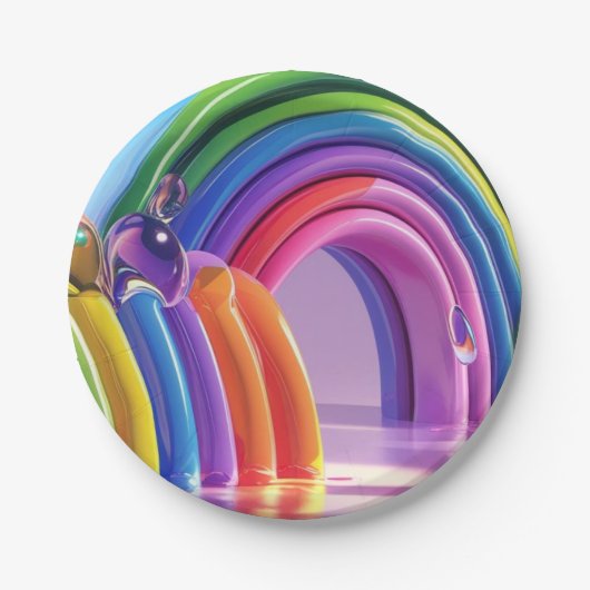 Vervormde regenbogen papieren bordje (Voorkant)