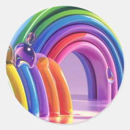 Vervormde Regenbogen Ronde Sticker