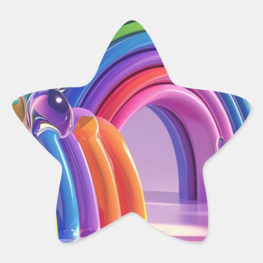 Vervormde Regenbogen Ster Sticker (Voorkant)