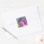 Vervormde regenbogen vierkante sticker (Envelop)