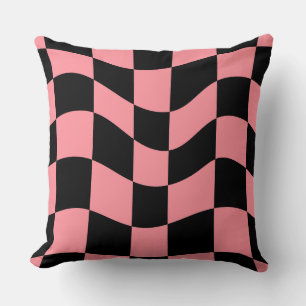 Vervormde schaakbord Worp Kussen-Trippy Roze Retro Kussen