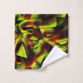 Vervormde stropdassen van verbrande groene linten bad handdoek (Wasdoekje)