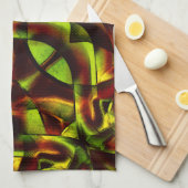 Vervormde stropdassen van verbrande groene linten theedoek (Quarter Fold)