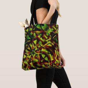Vervormde stropdassen van verbrande groene linten tote bag