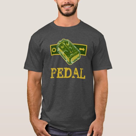 Vervorming PEDAL - Groen en Mosterd Verhard T-shirt (Voorkant)