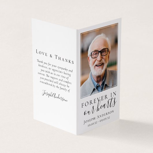 Vervoudigd voor altijd in ons hart Memorial Prayer Visitekaartje (Buitenkant)