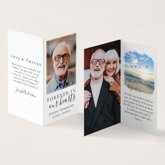 Vervoudigd voor altijd in ons hart Memorial Prayer Visitekaartje (Binnen en buitenkant)