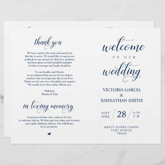 Vervouwbaar Welkom bij onze huwelijksceremonie (Voorkant / Achterkant)