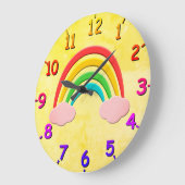 Vervuild Papier Gesneden Regenboog En Roze Wolken Grote Klok (Hoek)