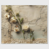 Vervuild papier met witte rustieke bloemenmotief (Vlak)