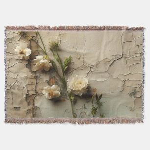 Vervuild papier met witte rustieke bloemenmotief deken