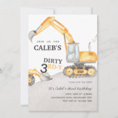 Vervuilde 3-jarige bouw verjaardagsuitnodiging kaart (Voorkant)