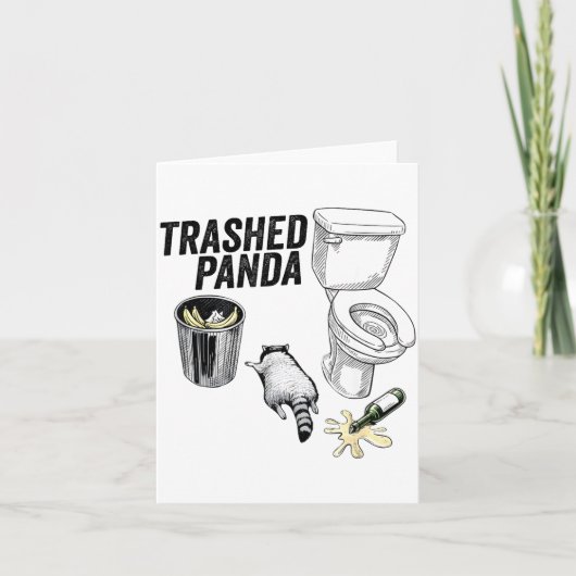 Vervuilde Panda, Grappige Dronken Wasbeer, Afval P Kaart (Voorkant)