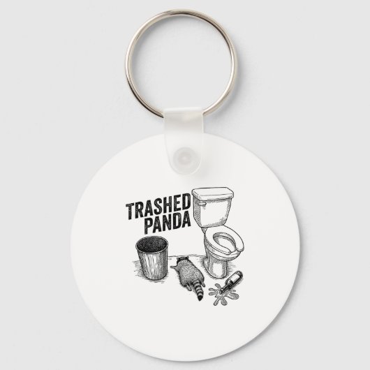Vervuilde Panda, Grappige Dronken Wasbeer, Afval P Sleutelhanger (Voorkant)