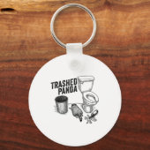 Vervuilde Panda, Grappige Dronken Wasbeer, Afval P Sleutelhanger (Voorkant)