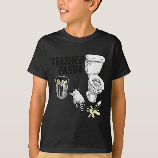 Vervuilde Panda, Grappige Dronken Wasbeer, Afval P T-shirt (Voorkant)