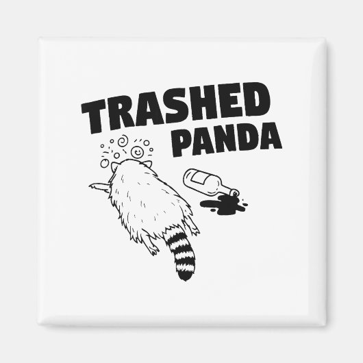Vervuilde Panda, Grappige Dronken Wasbeer, Grappig Magneet (Voorkant)
