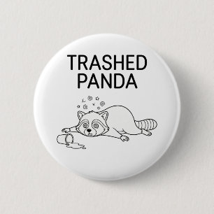 Vervuilde Panda Grappige Dronken Wasbeer Ronde Button 5,7 Cm