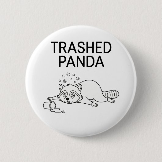 Vervuilde Panda Grappige Dronken Wasbeer Ronde Button 5,7 Cm (Voorkant)