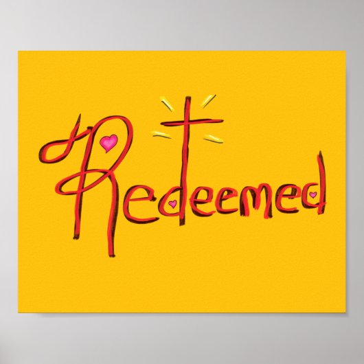 Vervuld met Kruis en Harten Geel Poster (Voorkant)
