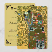 Vervulling (De omhelzing) door Gustav Klimt Huweli Save The Date (Voorkant / Achterkant)