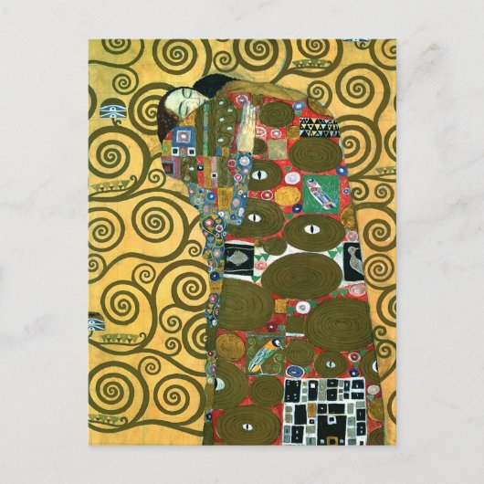 Vervulling (De Omhelzing) door Gustav Klimt Weddin Aankondigingskaart (Voorkant)