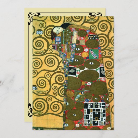 Vervulling (De Omhelzing) door Gustav Klimt Weddin Kaart (Voorkant / Achterkant)