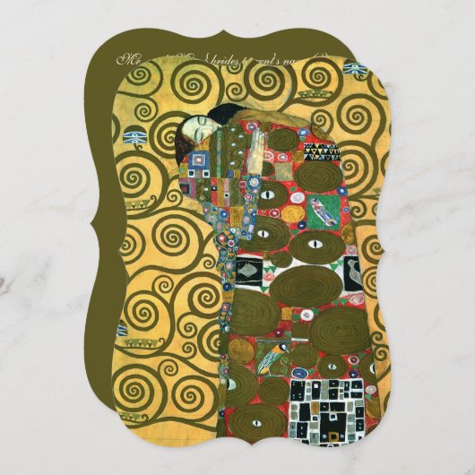 Vervulling (De Omhelzing) door Gustav Klimt Weddin Kaart (Voorkant / Achterkant)