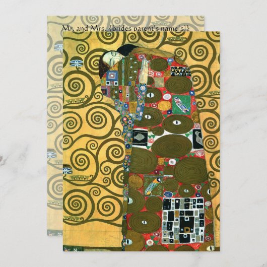 Vervulling (De Omhelzing) door Gustav Klimt Weddin Kaart (Voorkant / Achterkant)