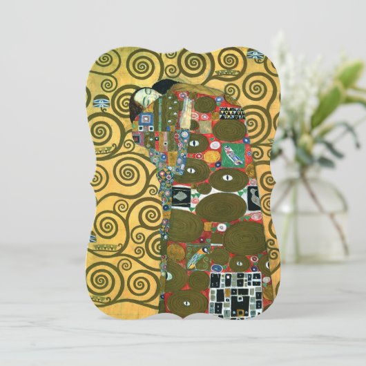 Vervulling (De Omhelzing) door Gustav Klimt Weddin Kaart (Staand voorkant)