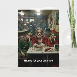 Verwaarloosde Kerstelfen Diner Donkere Humor Kaart