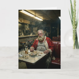 Verwaarloosde Kerstman Diner Roken Donkere Humor Kaart