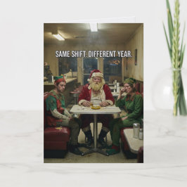 Verwaarloosde Kerstman Elfen Diner Donkere Humor Kaart