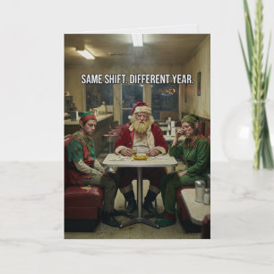 Verwaarloosde Kerstman Elfen Diner Donkere Humor Kaart
