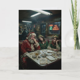 Verwaarloosde Kerstman Elfen Diner Donkere Humor Kaart