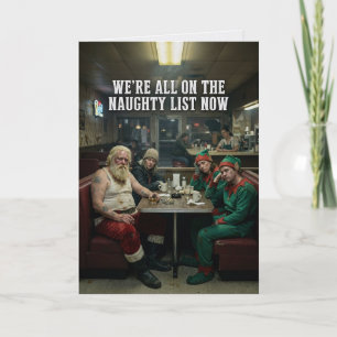 Verwaarloosde Kerstman Elfen Diner Donkere Kerstmi Kaart