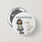 Verwacht - Afrikaanse Amerikaanse mam is en is in  Ronde Button 5,7 Cm (Voorkant /achterkant)