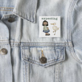 Verwacht - Afrikaanse Amerikaanse mam is en is in  Vierkante Button 5,1 Cm (In situ)